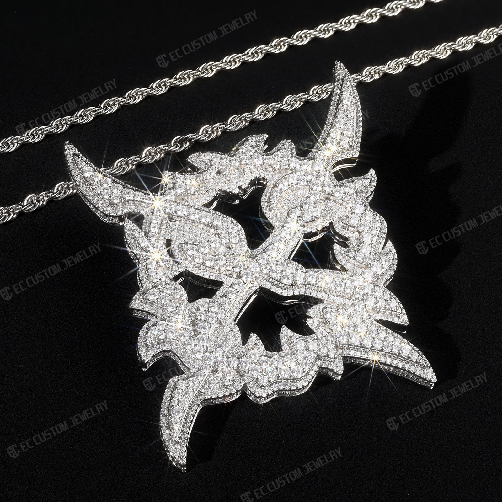 iced out x pendant ken carson jewelry S925 sterling silver