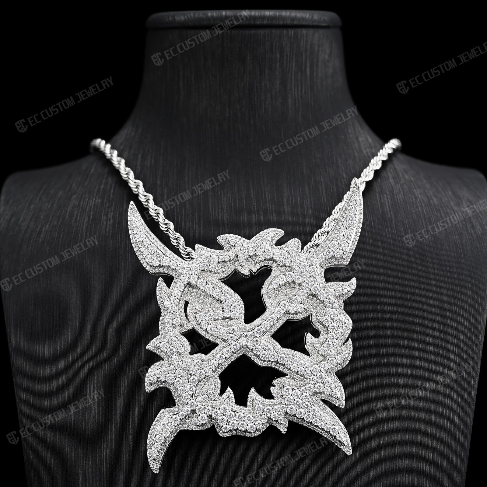 iced out x pendant ken carson jewelry S925 sterling silver opium gang