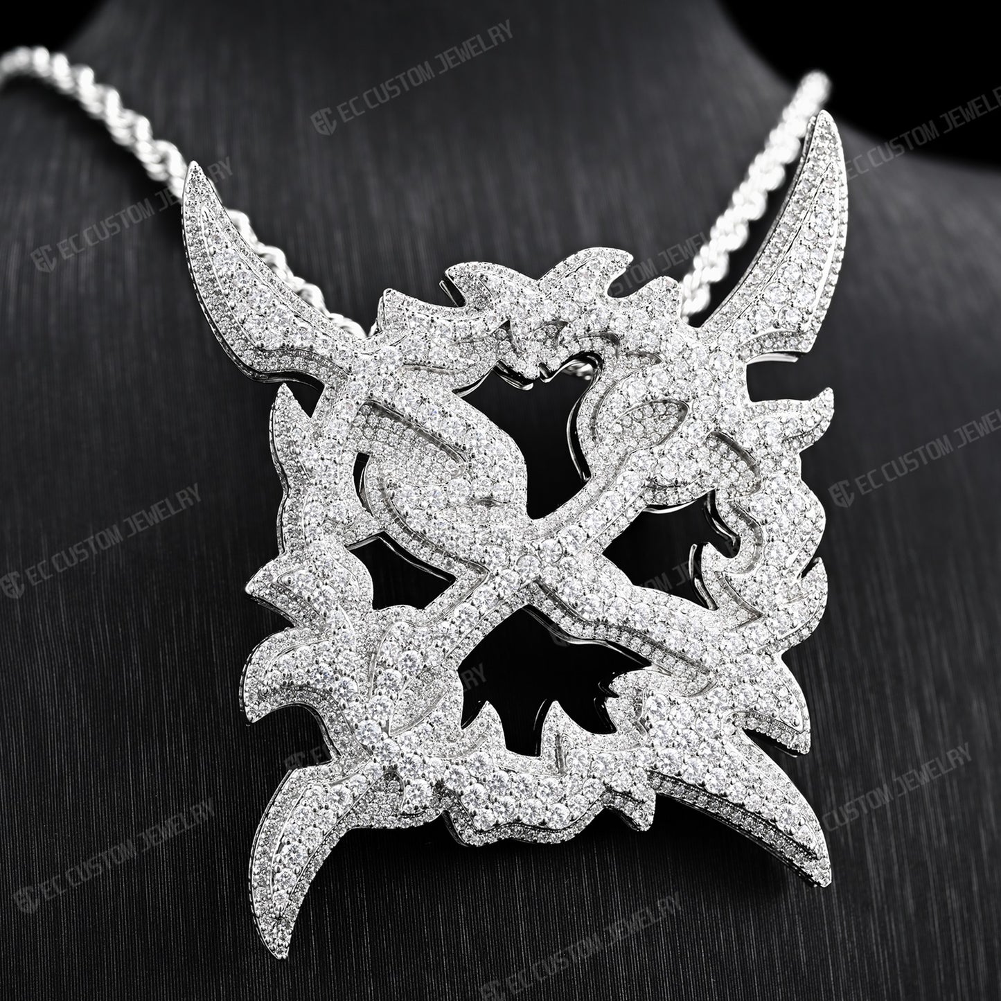 Dazzling Iced Out X Pendant Standard Size