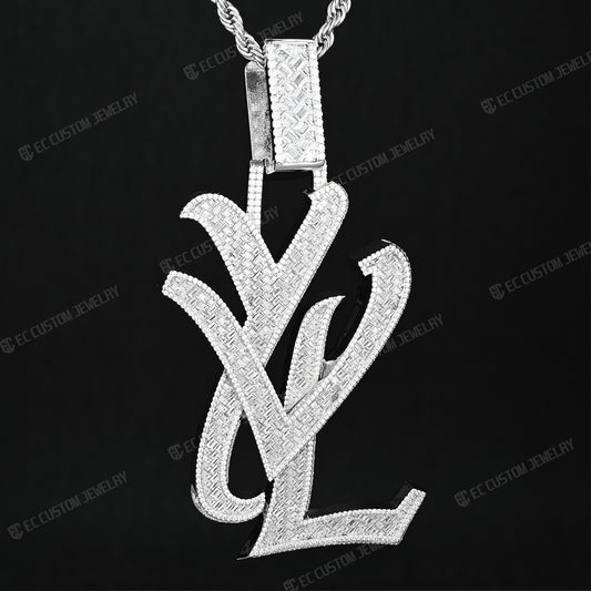 yvl ysl logo pendant hip hop rapper iced out jewelry men fashion outfit diamonds 925 silver 5