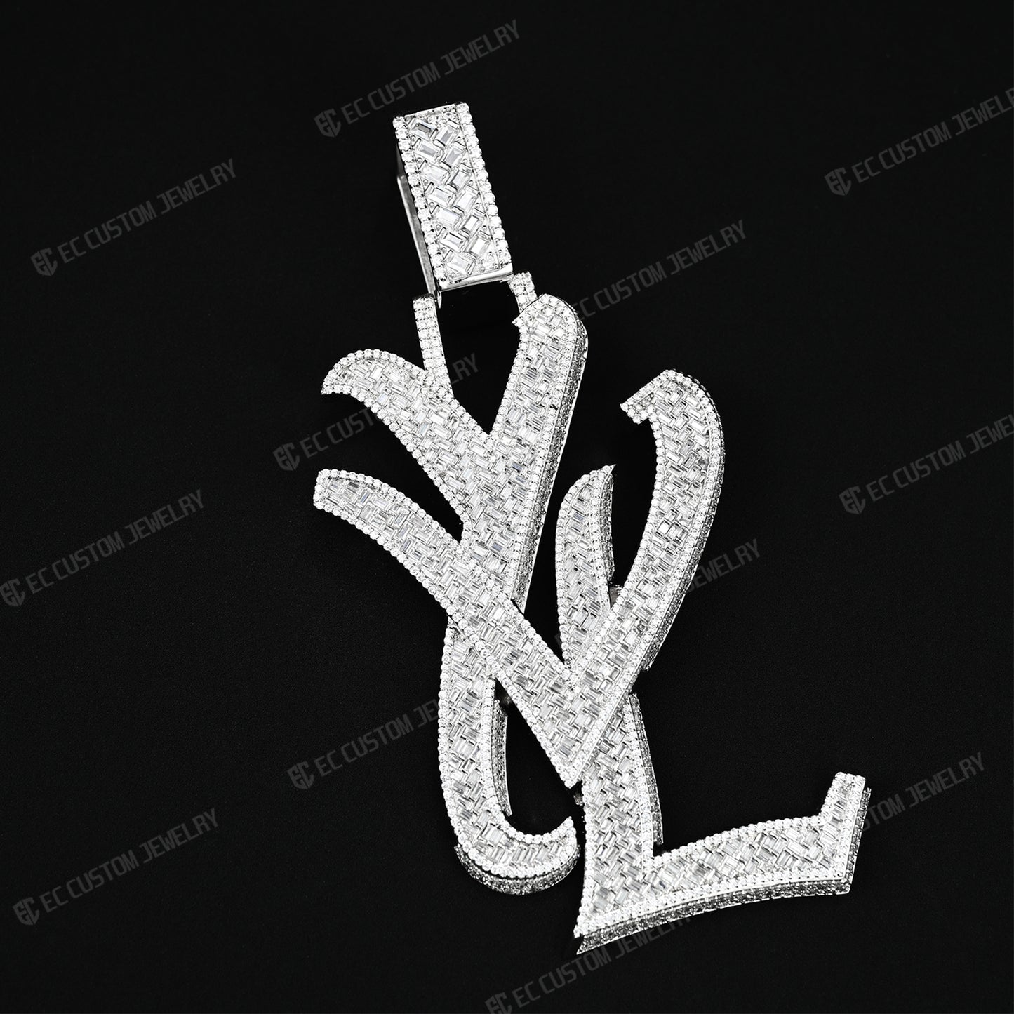 yvl ysl logo pendant hip hop rapper iced out jewelry men fashion outfit diamonds 925 silver 7