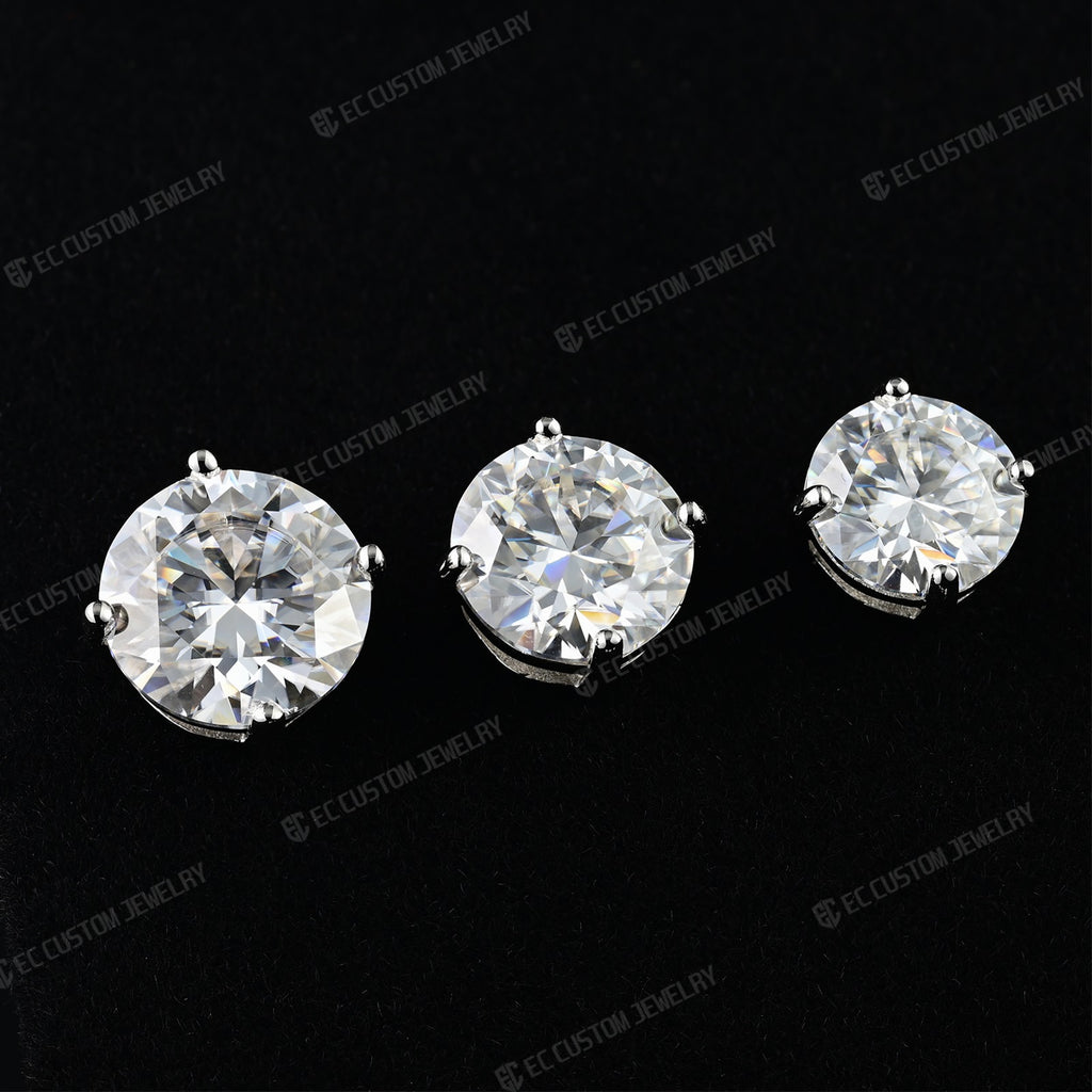 0.1/0./0.3/0.5/1/2/3/4/5/6/7 Ct S925 Silver VVS Moissanite Ear Stubs Shining Round Cut Earrings