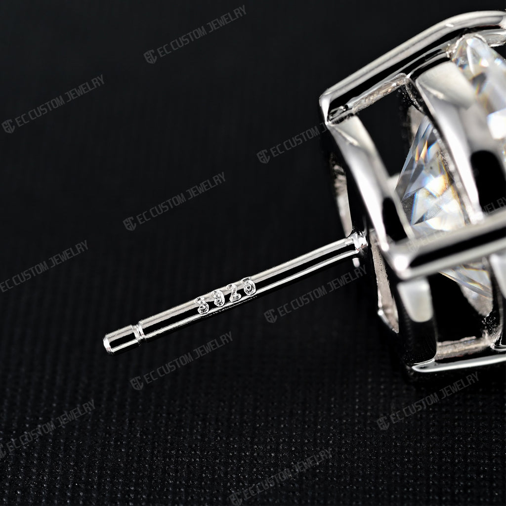 High-end S925 Silver VVS Moissanite Ear Stubs Shining Round Cut Earrings
