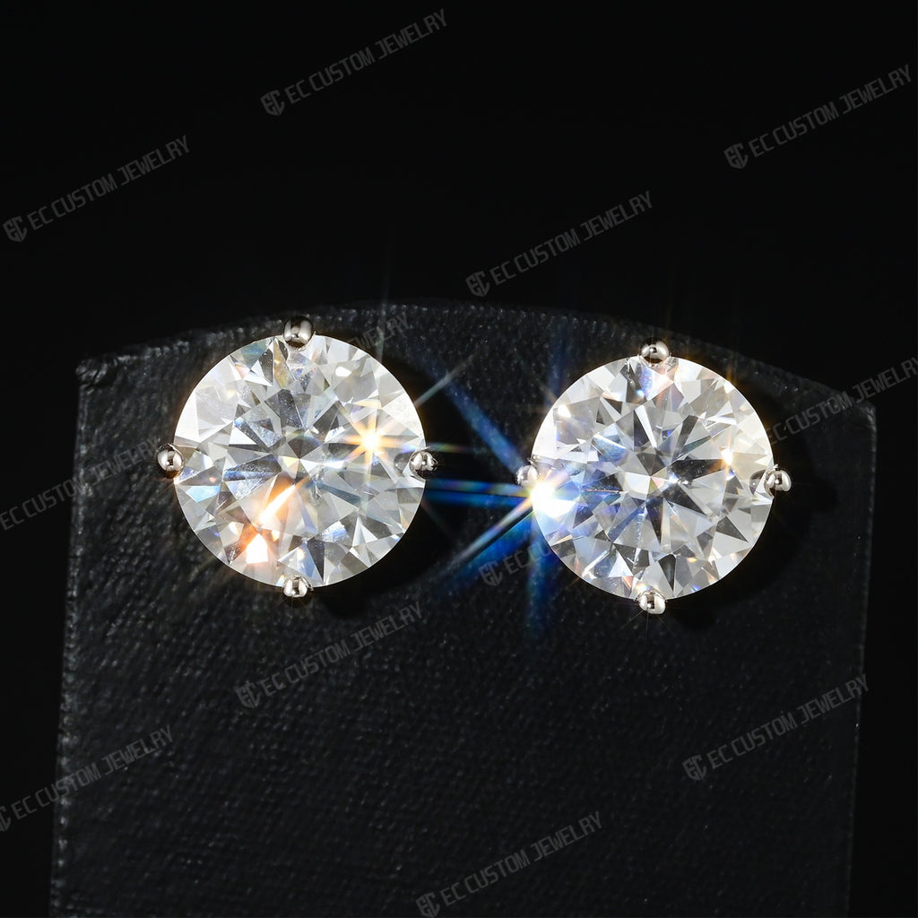 S925 Silver VVS Moissanite Ear Stubs Shining Round Cut Earrings