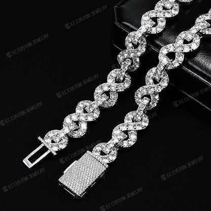 12mm Destroy Lonely Same Style Infinity Neck Chain Iced Out Moissanite Silver Necklace