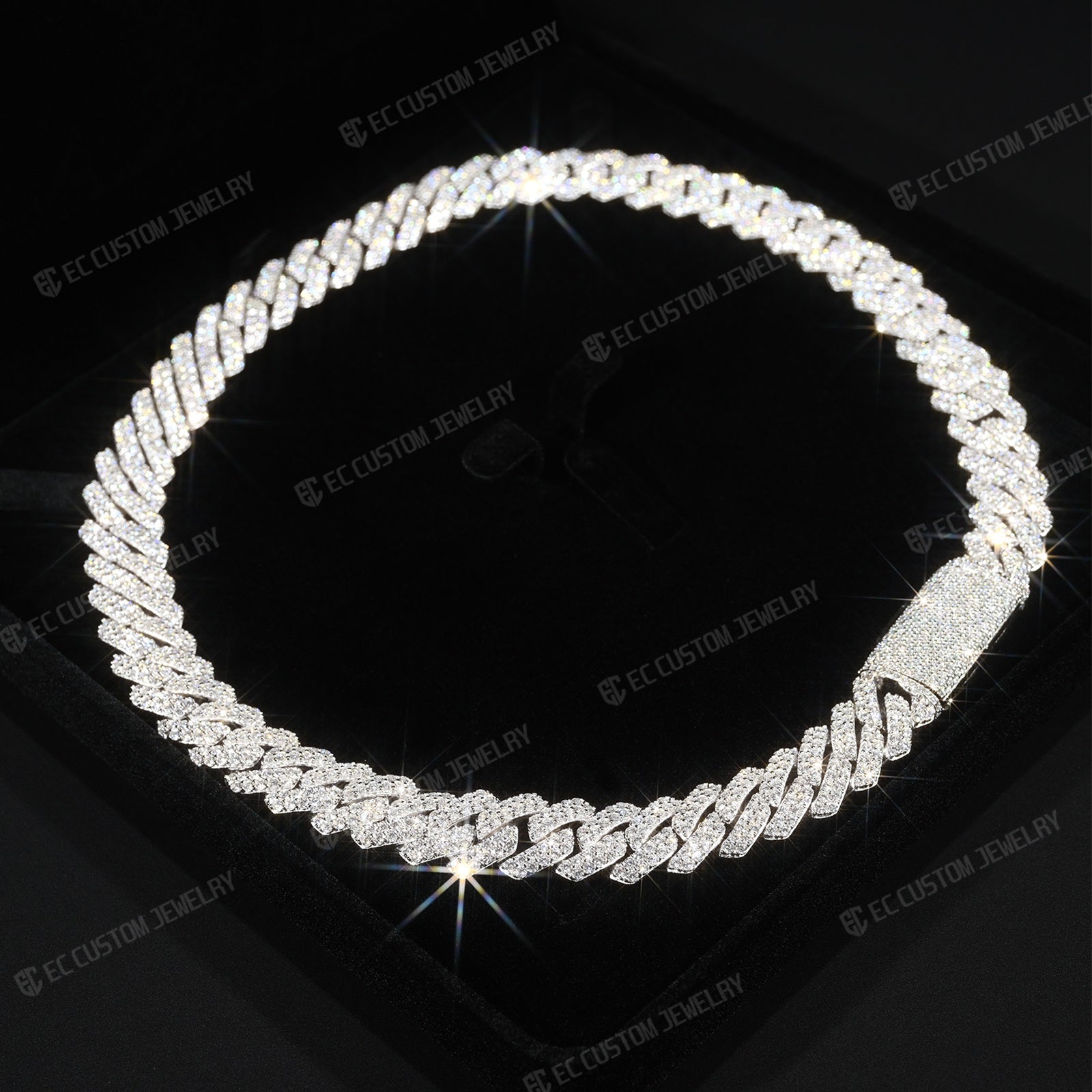 14MM ICED OUT SHINING CUBAN LINK CHAIN NECKLACE DIAMOND - HIP HOP EC CUSTOM JEWELRY 1