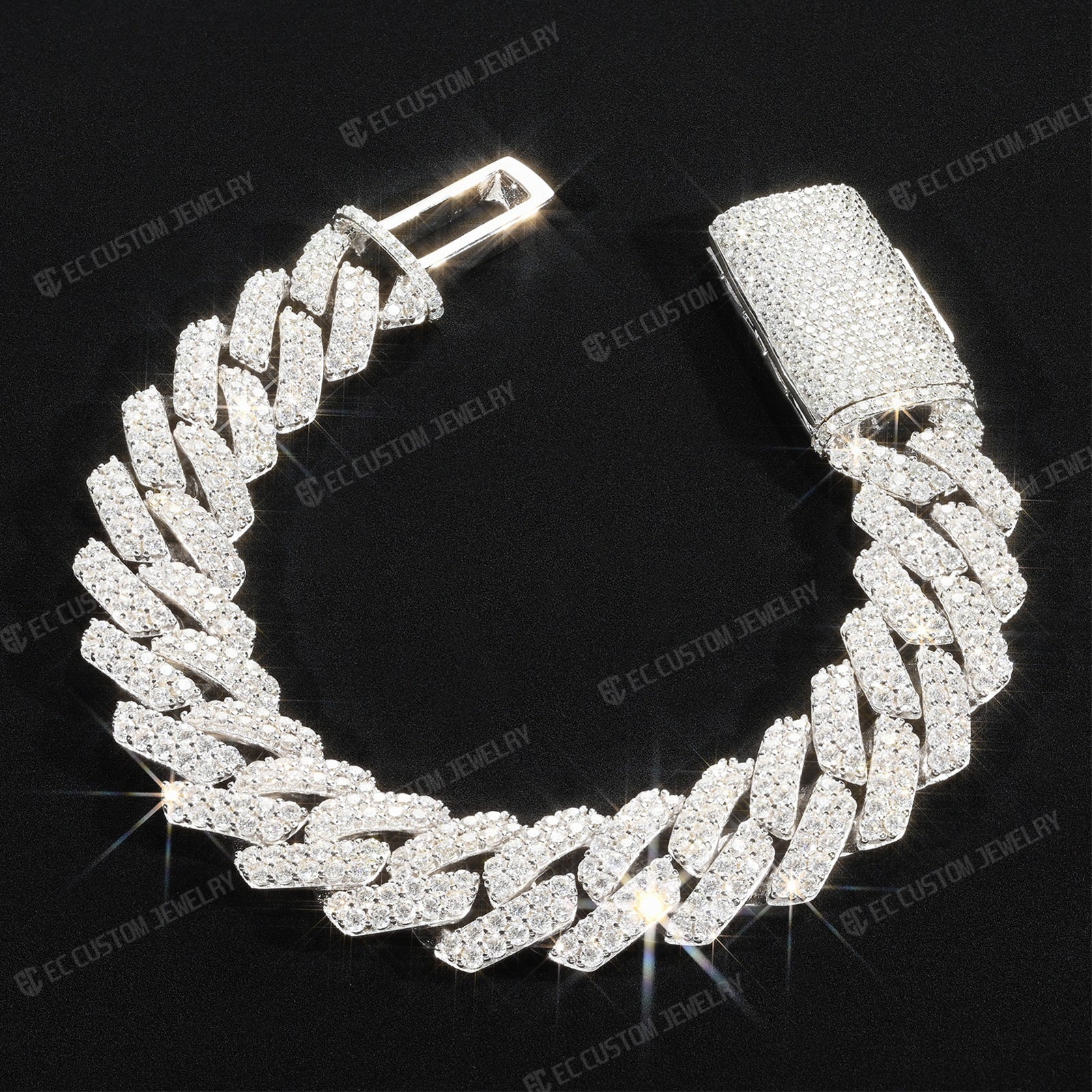 14MM S925 CUBAN LINK CHAIN ICED OUT BRACELET DIAMOND EC HIP HOP JEWELRY for MAN 3