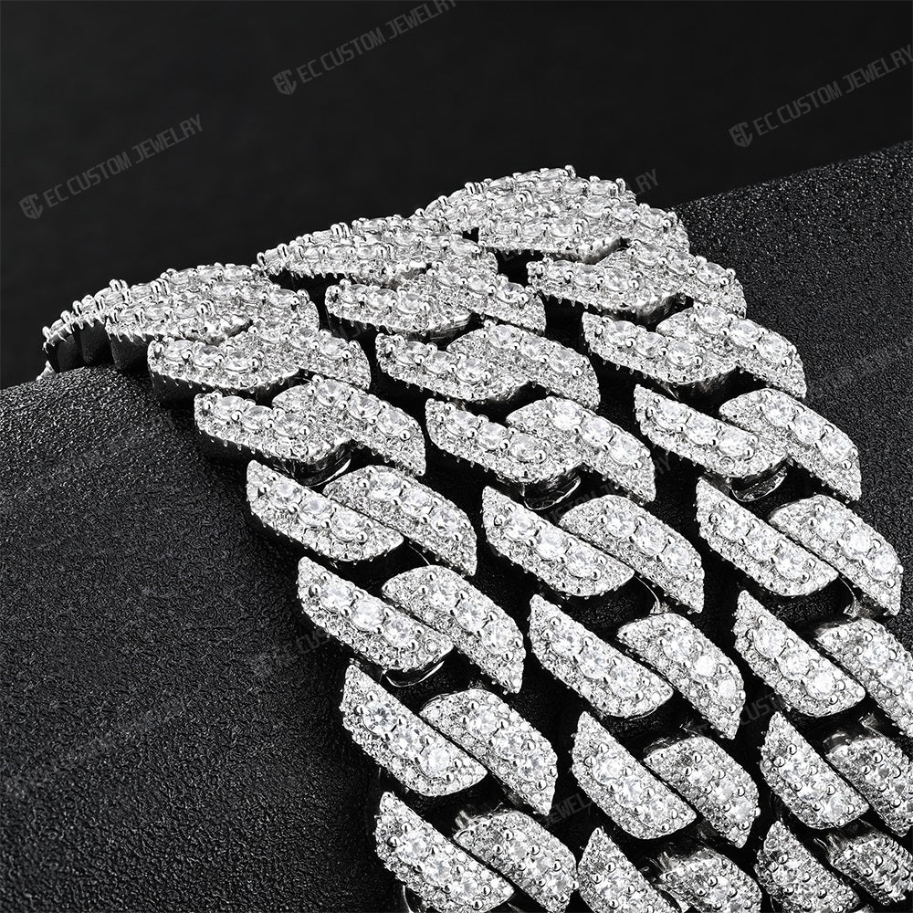 moissanite prong cuban link chain