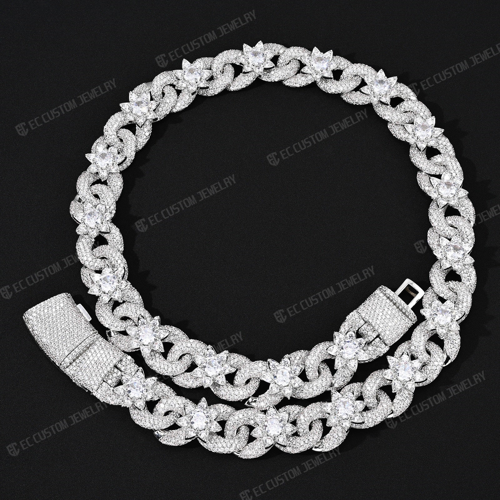 15mm Iced Out Flower Miami Cuban Link hain Infinity Necklace 1