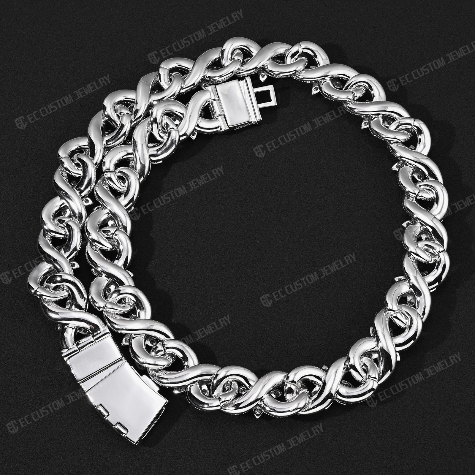 15mm Iced Out Flower Miami Cuban Link hain Infinity Necklace 2