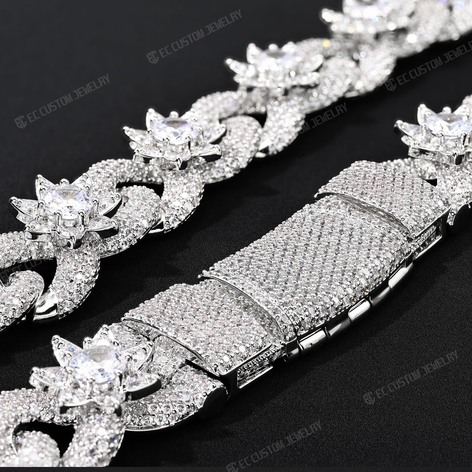 15mm Iced Out Flower Miami Cuban Link hain Infinity Necklace 3