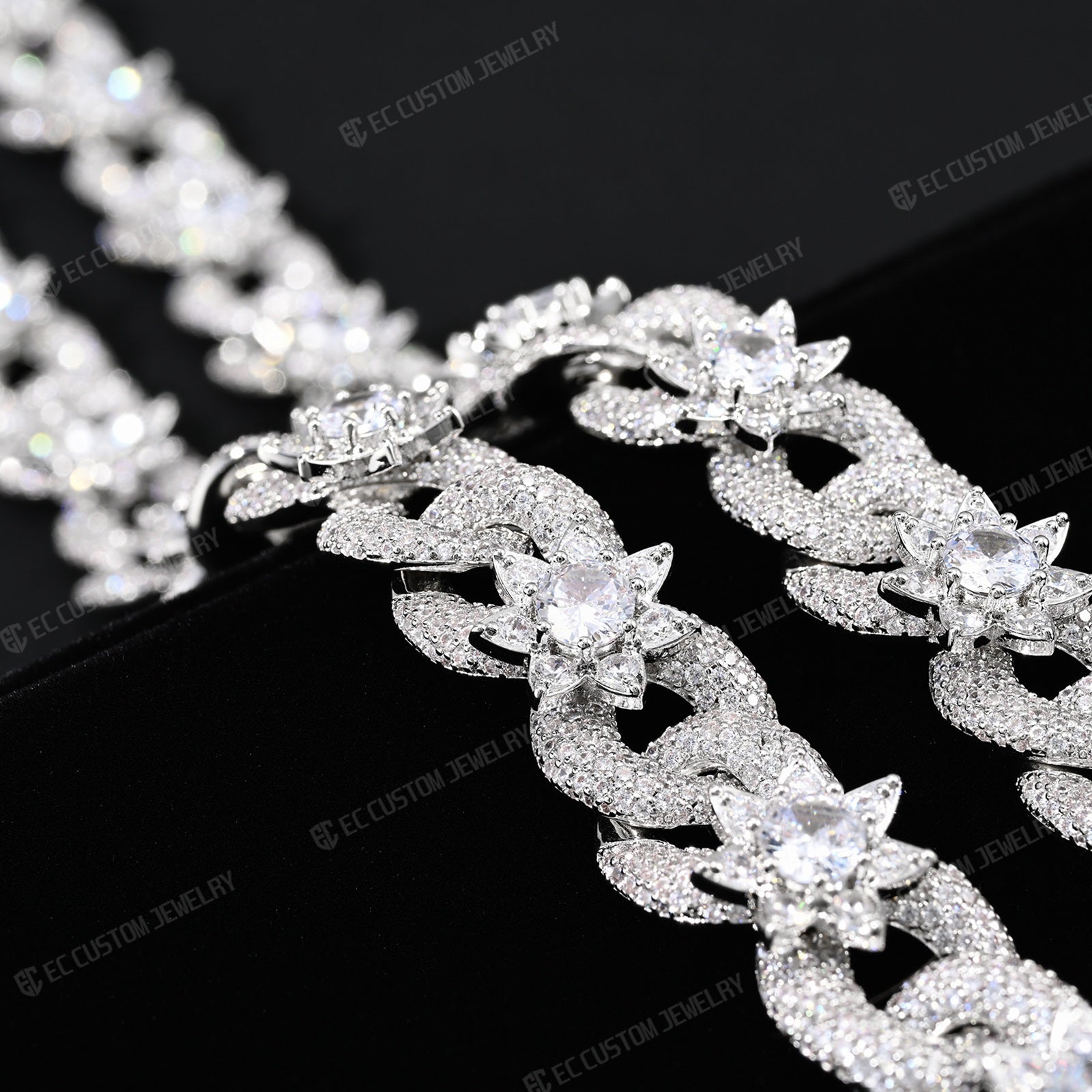 15mm Iced Out Flower Miami Cuban Link Chain Infinity Necklace 4