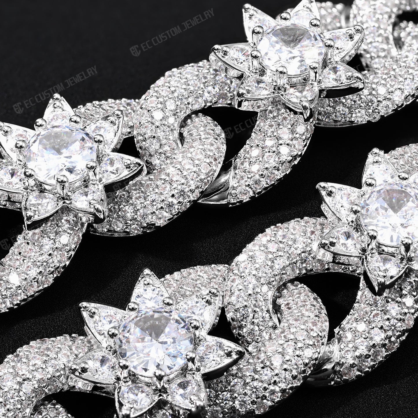 15mm Iced Out Flower Miami Cuban Link Chain Infinity Necklace