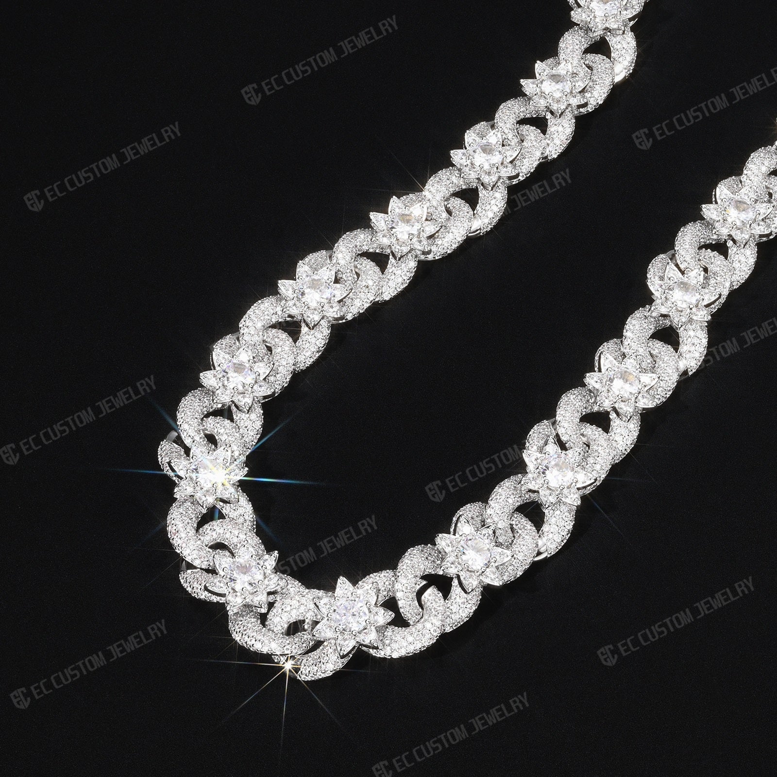 15mm Iced Out Flower Miami Cuban Link Chain Infinity Necklace 6