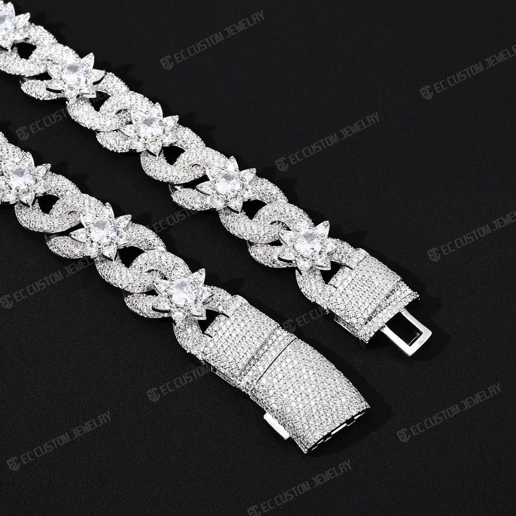 15mm Iced Out Flower Miami Cuban Link hain Infinity Necklace 8