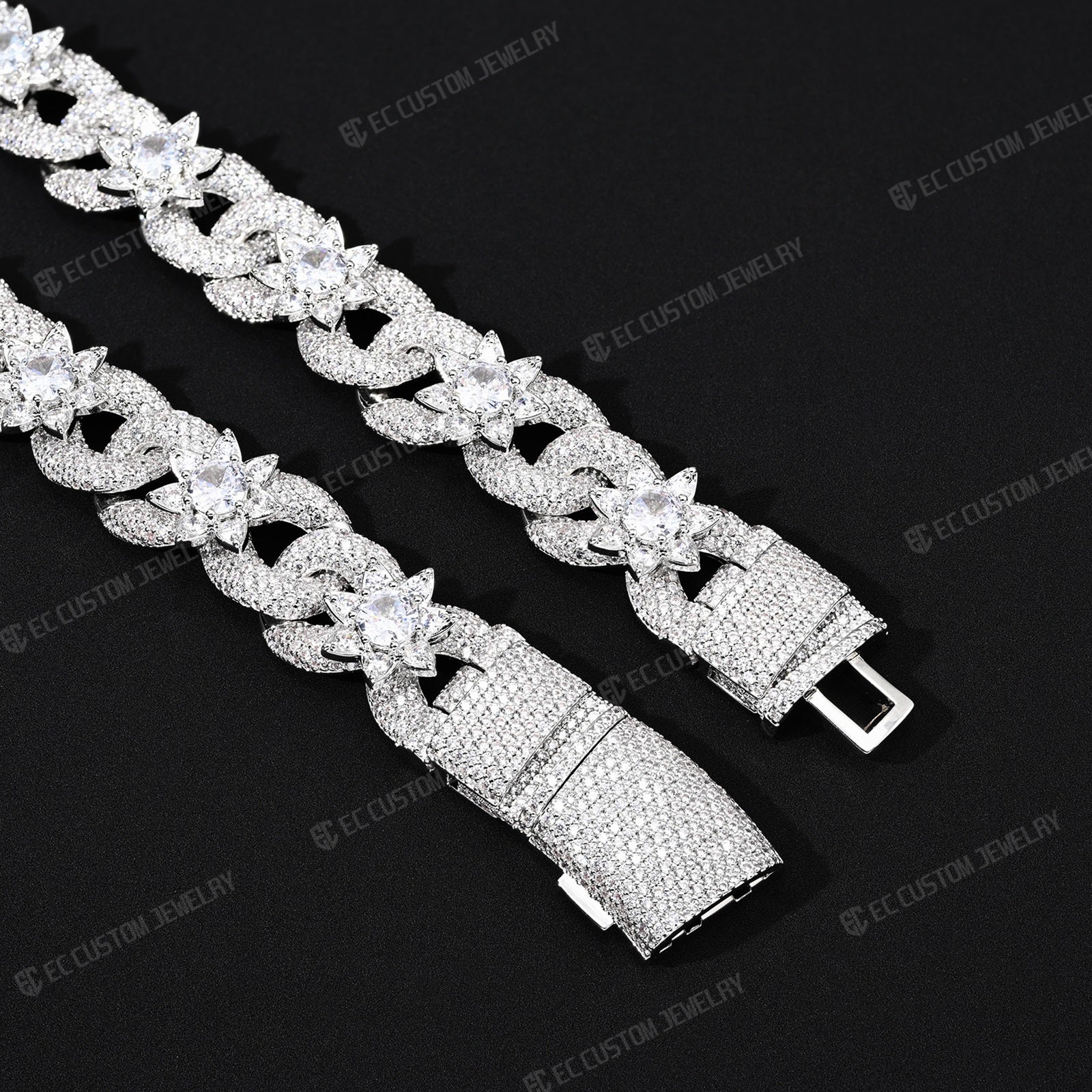 15mm Iced Out Flower Miami Cuban Link hain Infinity Necklace 8