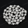 18K White GOLD Custom Made Ball Link Diamond Chain Rosary Bead Chain Necklace 7