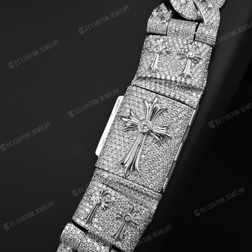 20MM Cross Cuban Necklace  Iced Out Link Chain