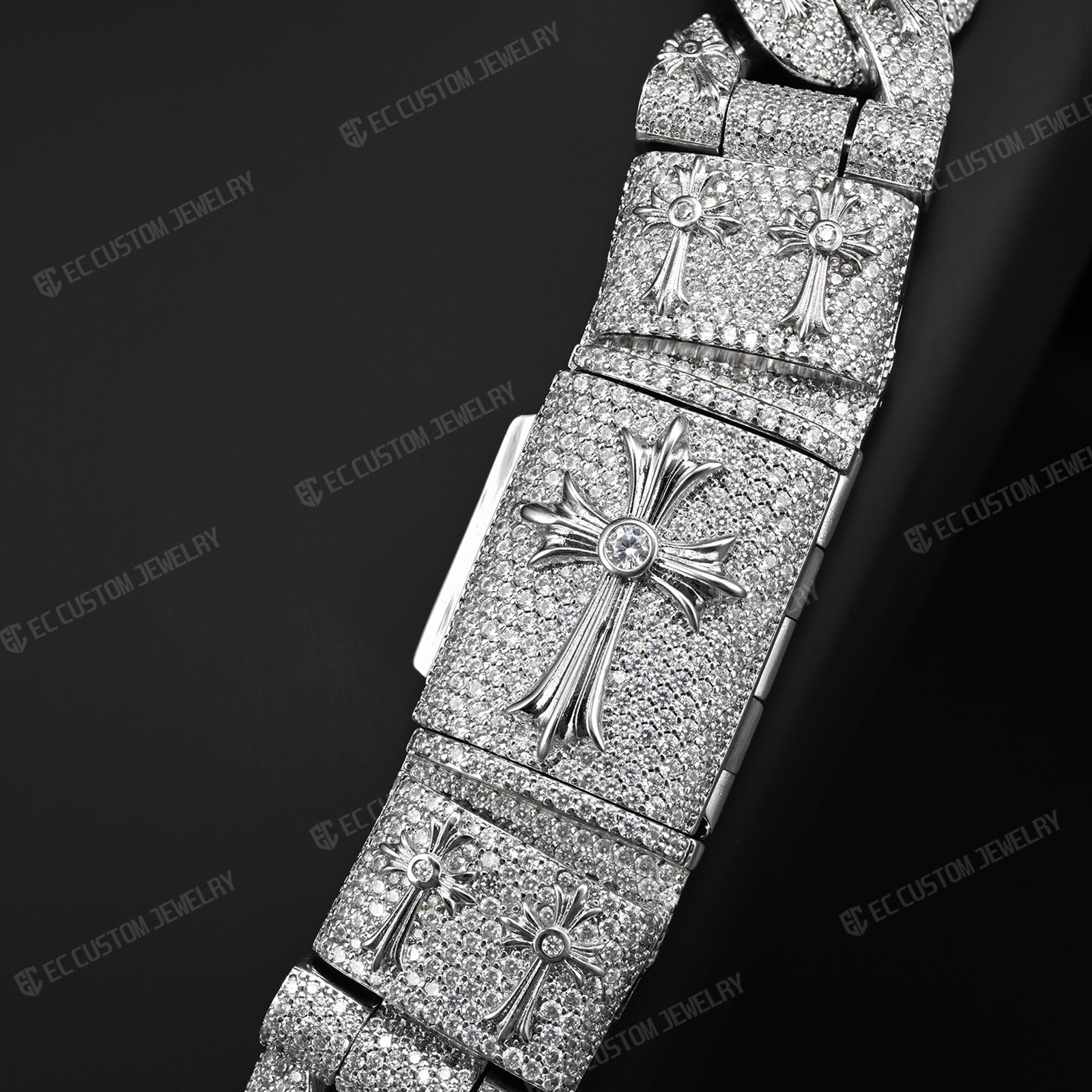20MM Cross Cuban Necklace  Iced Out Link Chain