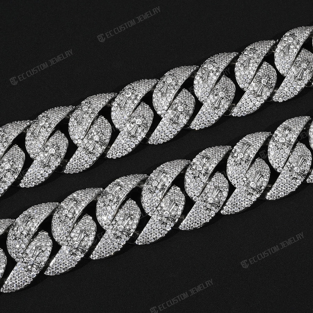 20MM Cross Cuban Necklace  Iced Out Link Chain