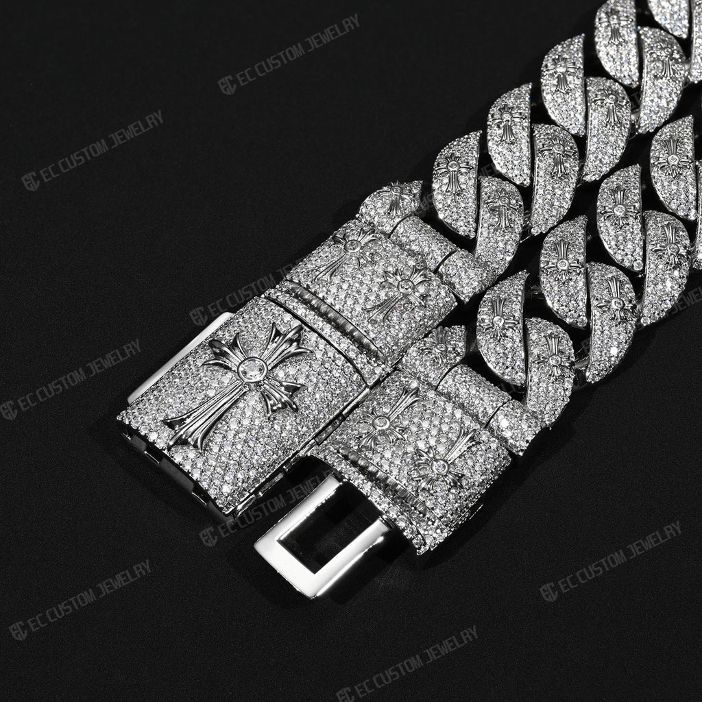 20MM Cross Cuban Necklace  Iced Out Link Chain