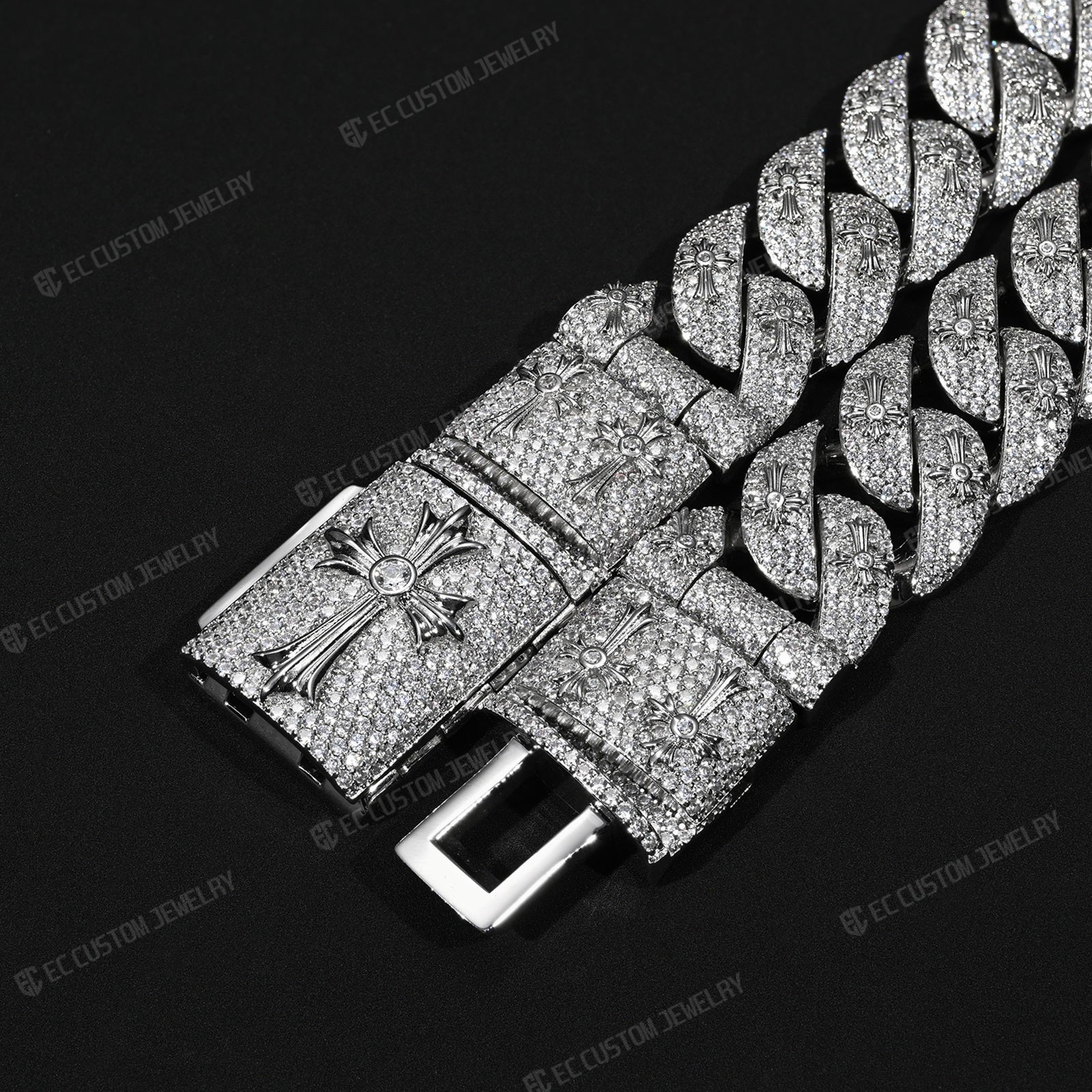 20MM Cross Cuban Necklace  Iced Out Link Chain
