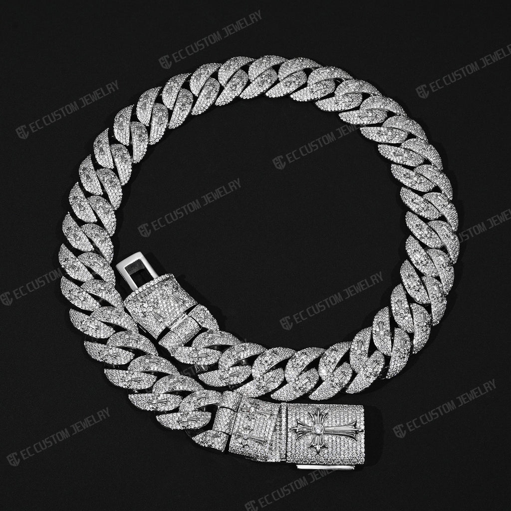20MM Cross Cuban Necklace  Iced Out Link Chain