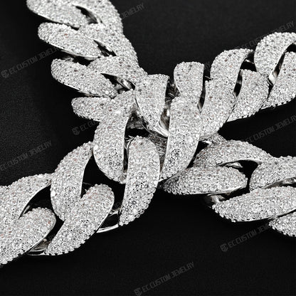 20mm Iced out Irregular Cuban Link Chain HipHop Prong Necklace Bracelet Jewelry For Men