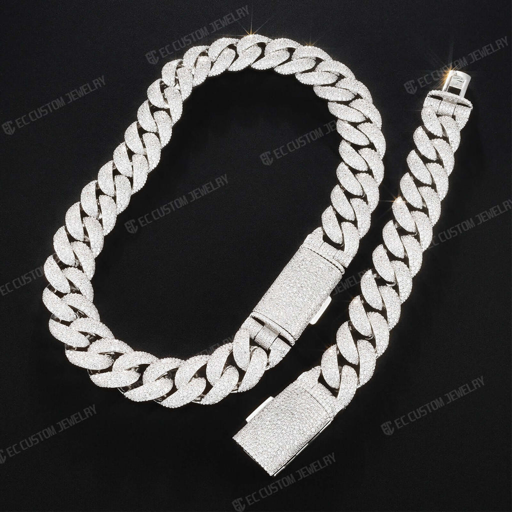 20mm Iced out Irregular Cuban Link Chain HipHop Prong Necklace Bracelet Jewelry For Men