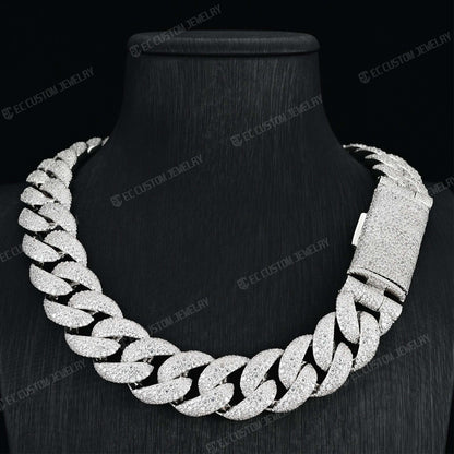 20mm Iced out Irregular Cuban Link Chain HipHop Prong Necklace Bracelet Jewelry For Men