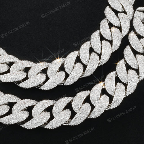 20mm Iced out Irregular Cuban Link Chain HipHop Prong Necklace Bracelet Jewelry For Men