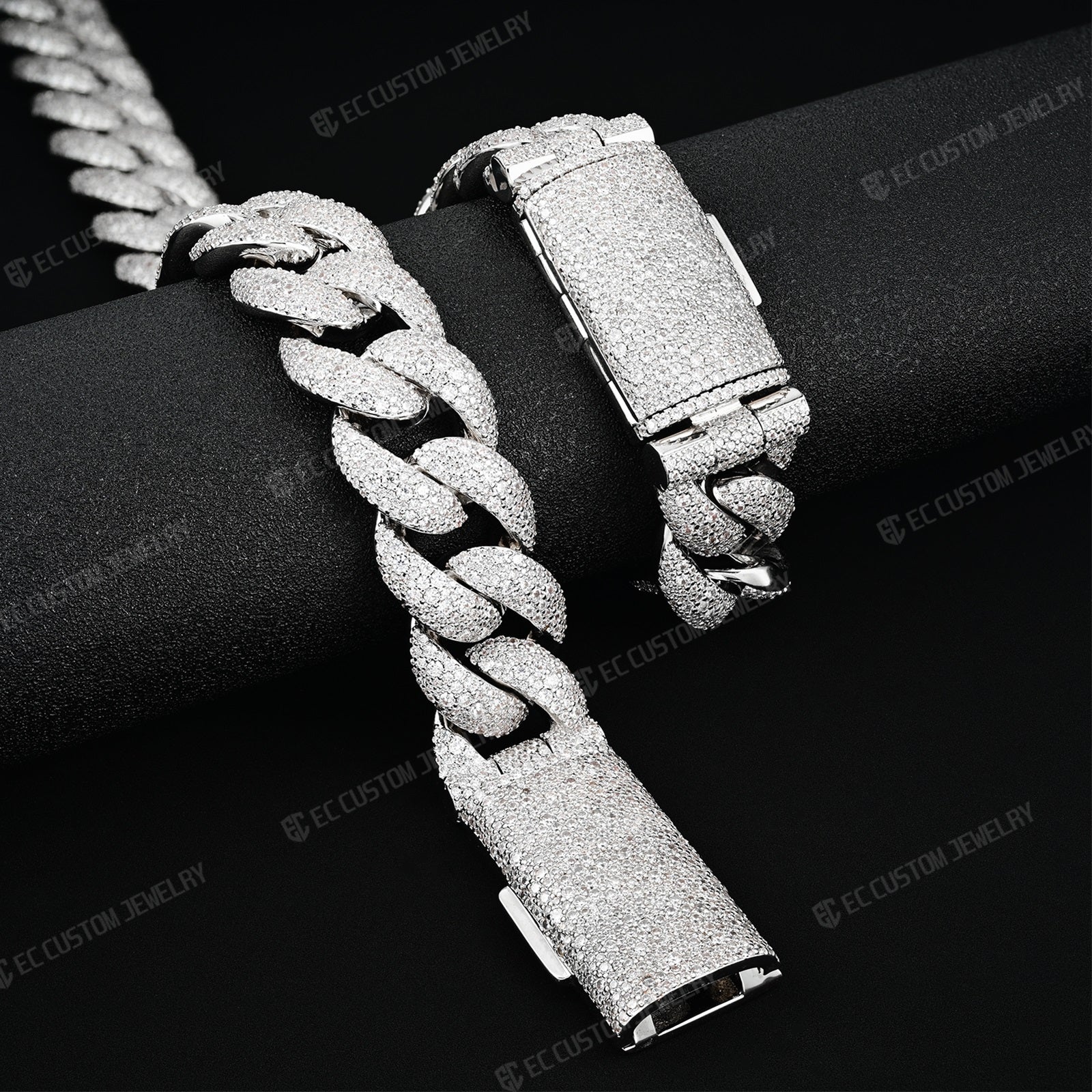 20mm Iced out Irregular Cuban Link Chain HipHop Prong Necklace Bracelet Jewelry For Men