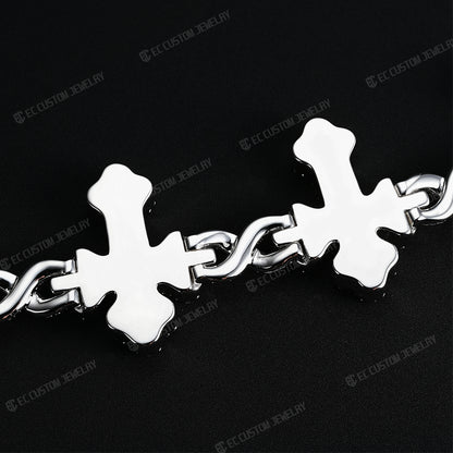 30mm Hip Hop Iced Out Moissanite Cross Bracelet With Infinity Link Rapper Jewelry