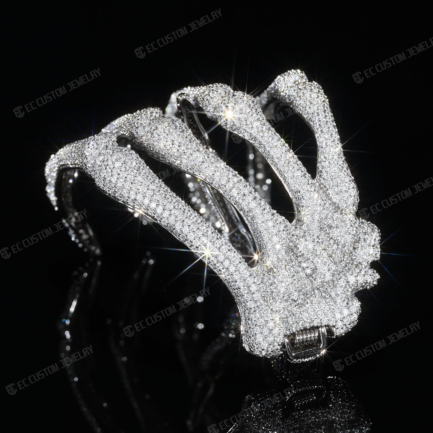 SKELETON HAND DIAMOND BRACELET SKULL GHOST CLAW HIP HOP JEWELRY