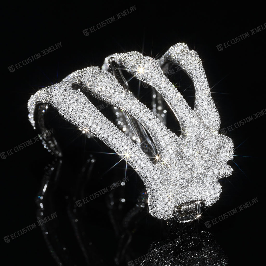 3D Adjustable Ghost Claw Ice Out Bracelet For Men Hip Hop Style Hollow Skull Bracelet Full Diamond Bracelet Jewelry 3