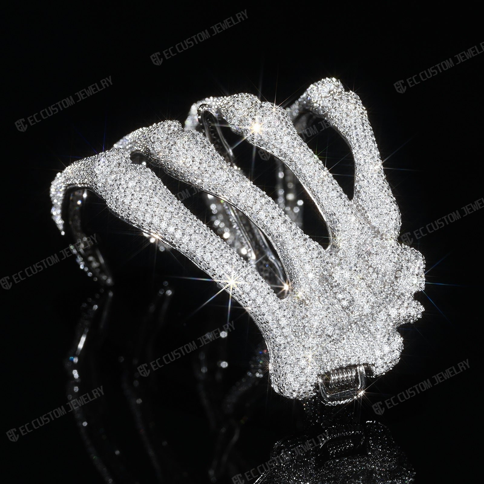3D Adjustable Ghost Claw Ice Out Bracelet For Men Hip Hop Style Hollow Skull Bracelet Full Diamond Bracelet Jewelry 3