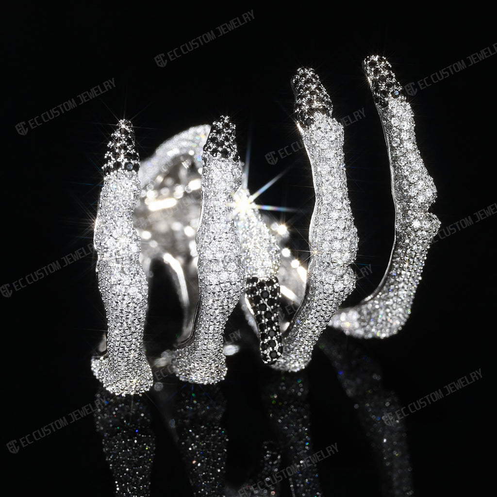 3D Adjustable Ghost Claw Ice Out Bracelet For Men Hip Hop Style Hollow Skull Bracelet Full Diamond Bracelet Jewelry 