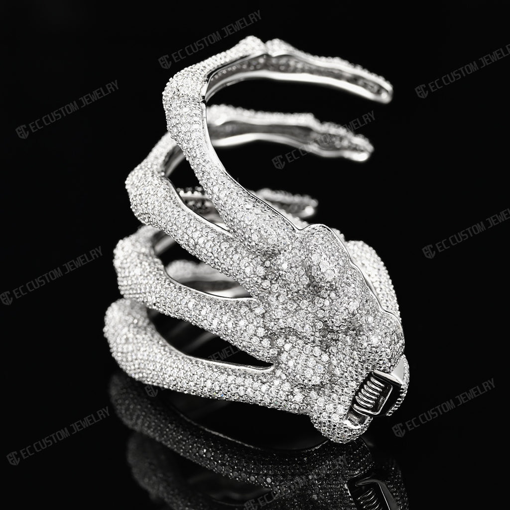 3D Adjustable Ghost Claw Ice Out Bracelet For Men Hip Hop Style Hollow Skull Bracelet Full Diamond Bracelet Jewelry 5