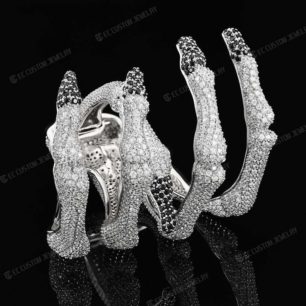 3D Adjustable Ghost Claw Ice Out Bracelet For Men Hip Hop Style Hollow Skull Bracelet Full Diamond Bracelet Jewelry 6