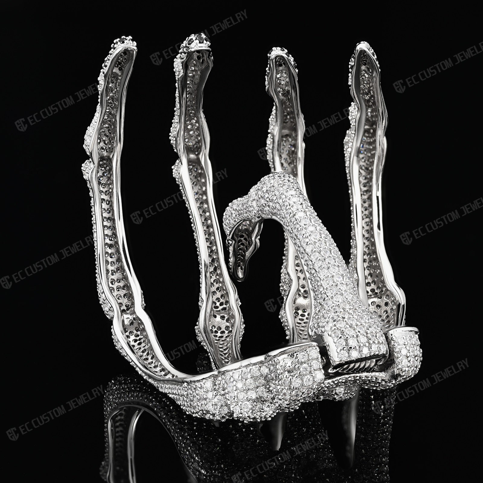 3D Adjustable Ghost Claw Ice Out Bracelet For Men Hip Hop Style Hollow Skull Bracelet Full Diamond Bracelet Jewelry 7