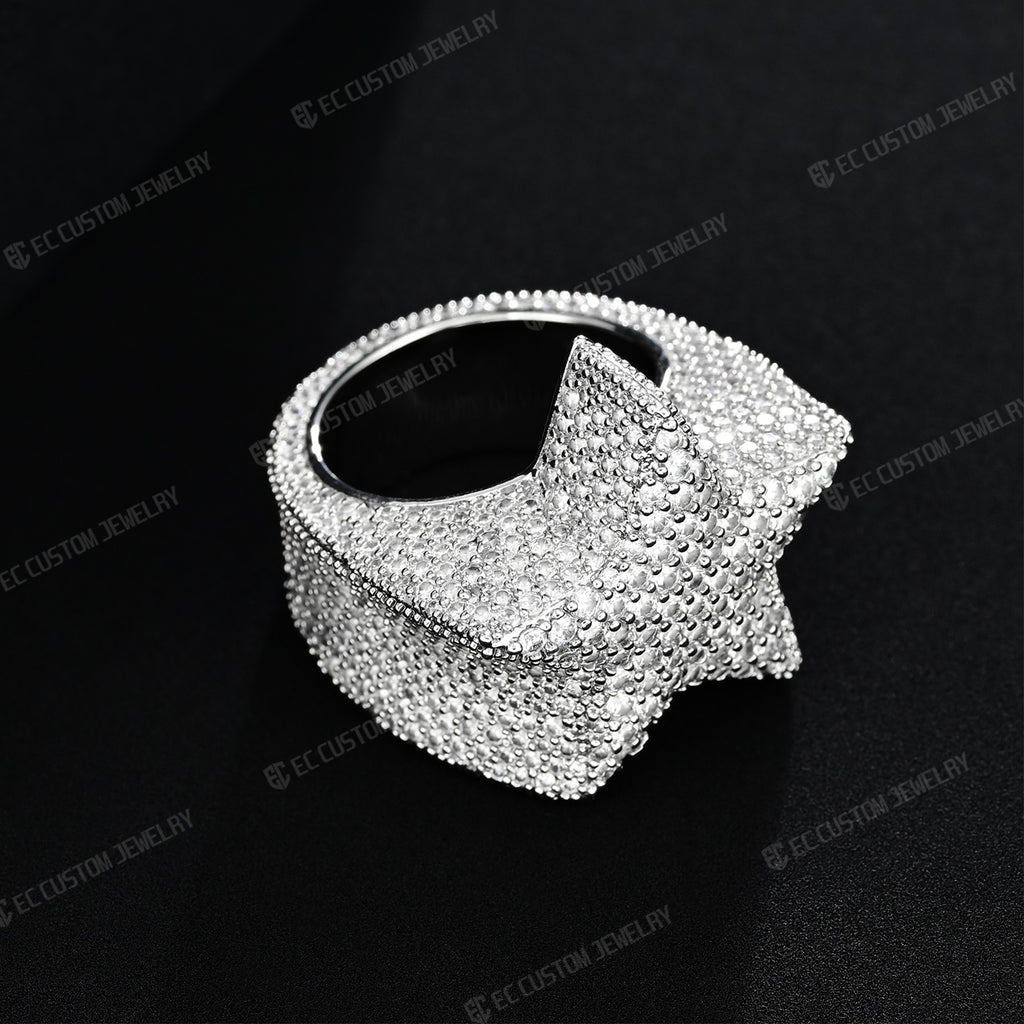 3D Star Ring For Men Simulated Diamond S925 Sterling Silver luxury Bling Party Ring Hip Hop Iced Out Ring 2