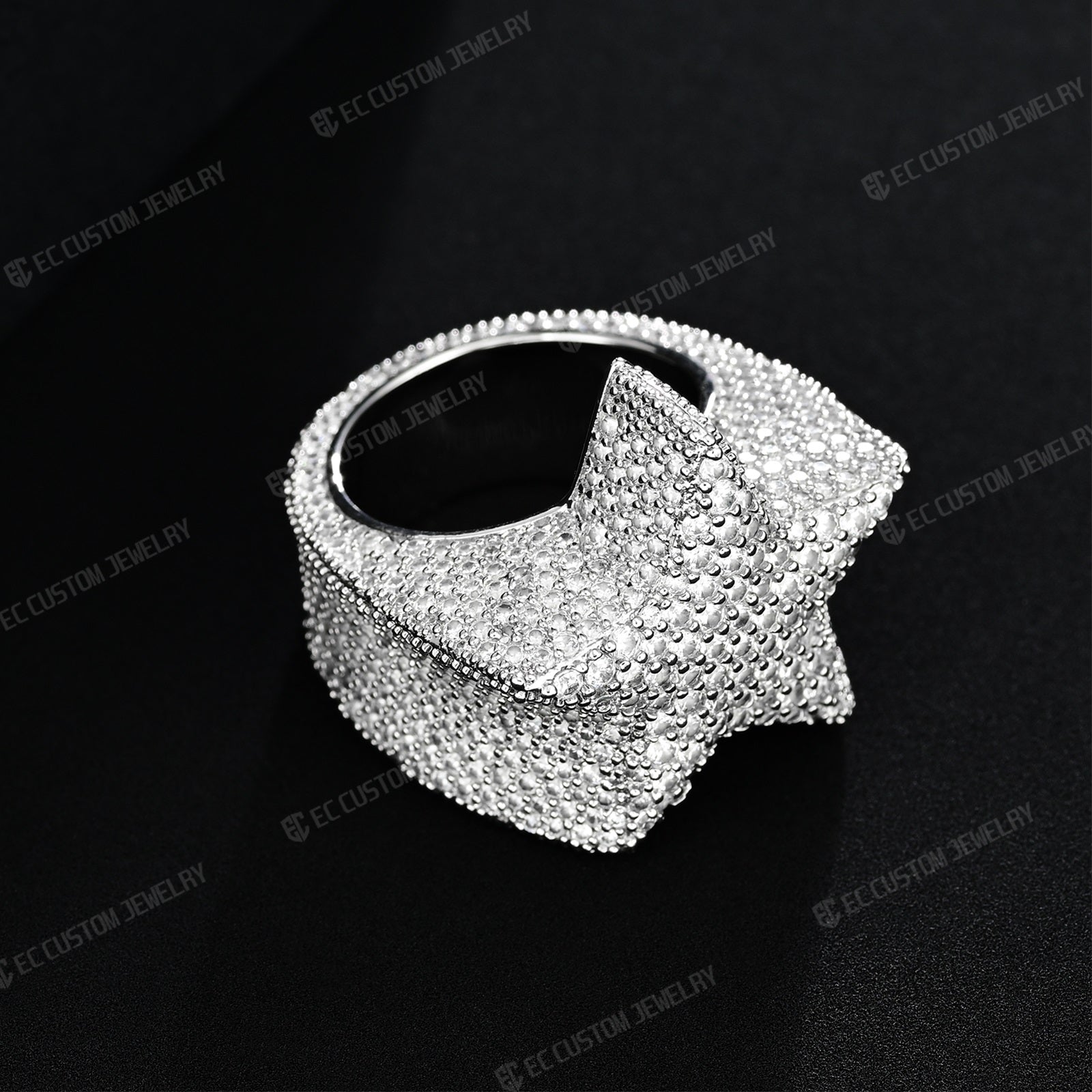 3D Star Ring For Men Simulated Diamond S925 Sterling Silver luxury Bling Party Ring Hip Hop Iced Out Ring 2