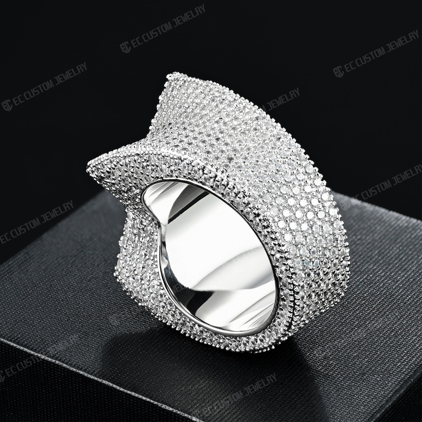 3D Star Ring For Men Simulated Diamond S925 Sterling Silver luxury Bling Party Ring Hip Hop Iced Out Ring 4