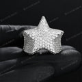 3D Star Ring For Men Simulated Diamond S925 Sterling Silver luxury Bling Party Ring Hip Hop Iced Out Ring 5
