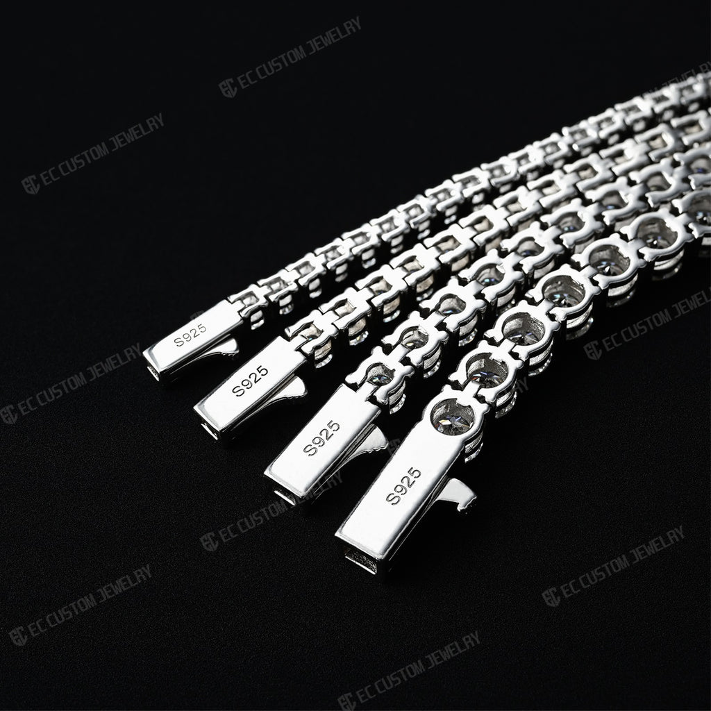 3_4_5_6MM TENNIS DIAMOND LINK CHAIN ICED OUT BRACELET Bold Moissanite Tennis Chain Bracelet 