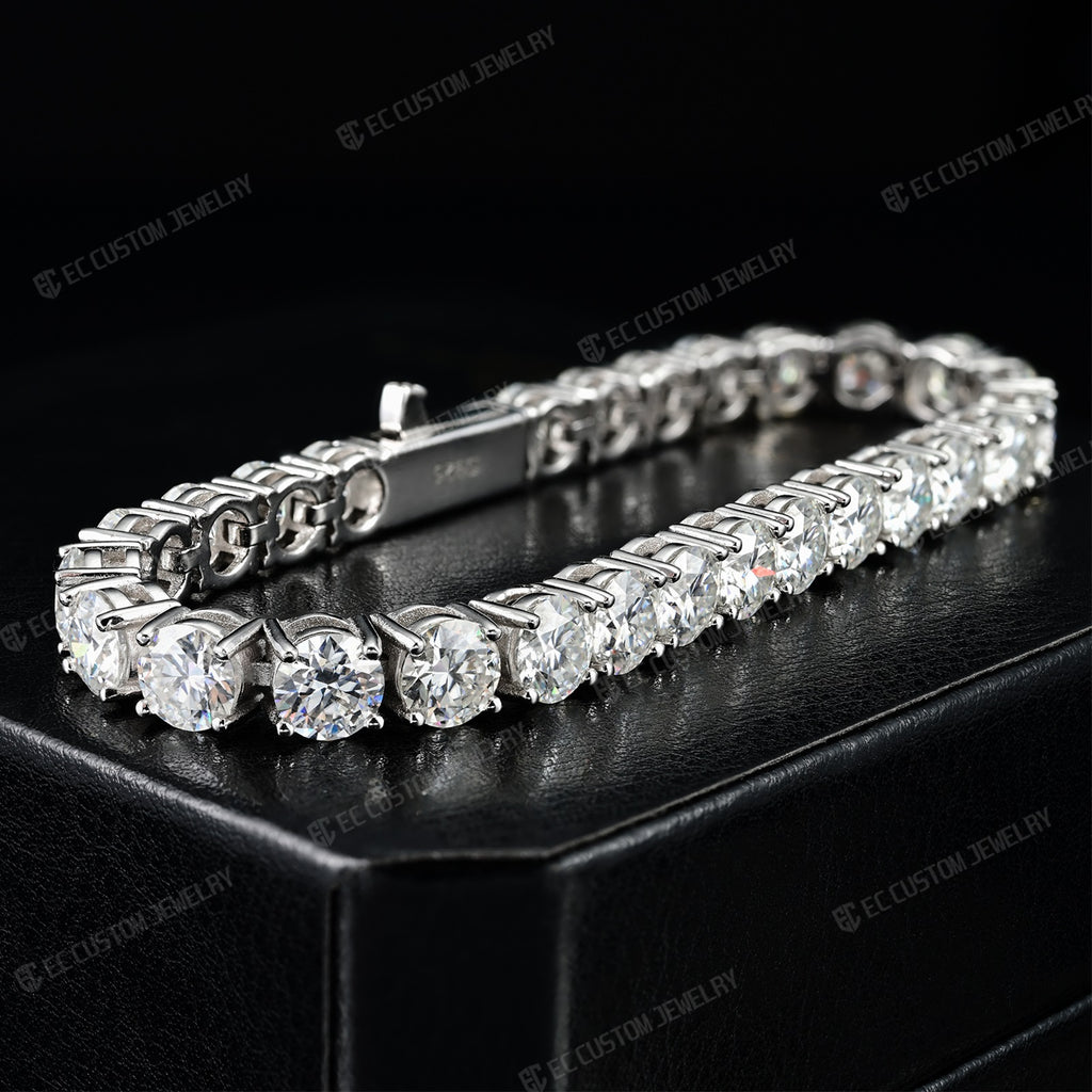 3_4_5_6MM TENNIS DIAMOND LINK CHAIN ICED OUT BRACELET Bold Moissanite Tennis Chain Bracelet 