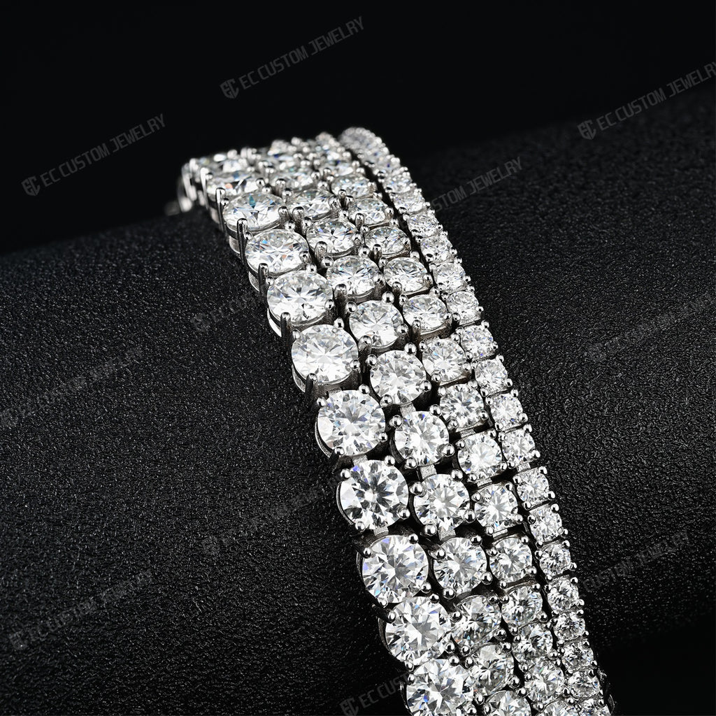 3_4_5_6MM TENNIS DIAMOND LINK CHAIN ICED OUT BRACELET Bold Moissanite Tennis Chain Bracelet 