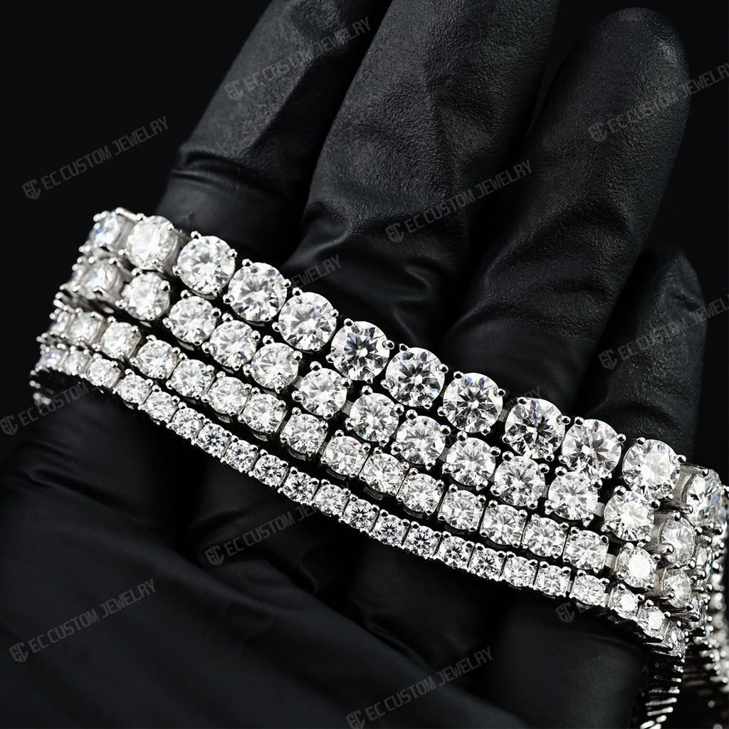 3_4_5_6MM TENNIS DIAMOND LINK CHAIN ICED OUT BRACELET Bold Moissanite Tennis Chain Bracelet 