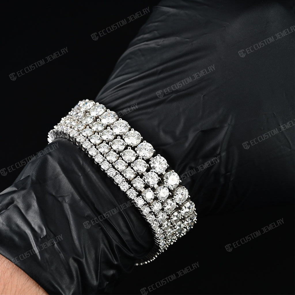 3_4_5_6MM TENNIS DIAMOND LINK CHAIN ICED OUT BRACELET Bold Moissanite Tennis Chain Bracelet 