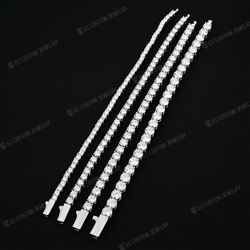 3_4_5_6MM TENNIS DIAMOND LINK CHAIN ICED OUT BRACELET Bold Moissanite Tennis Chain Bracelet 